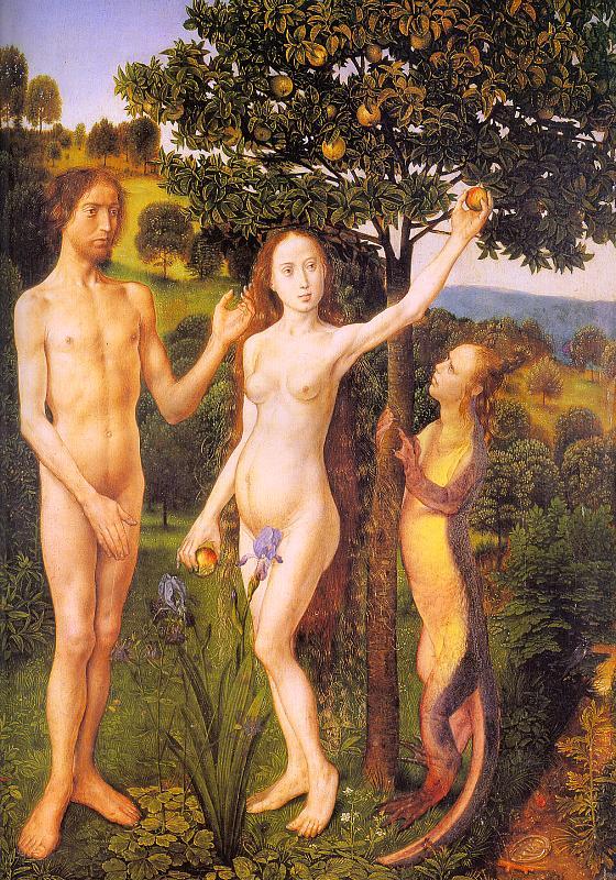 Hugo van der Goes The Fall : Adam and Eve Tempted by the Snake oil painting image